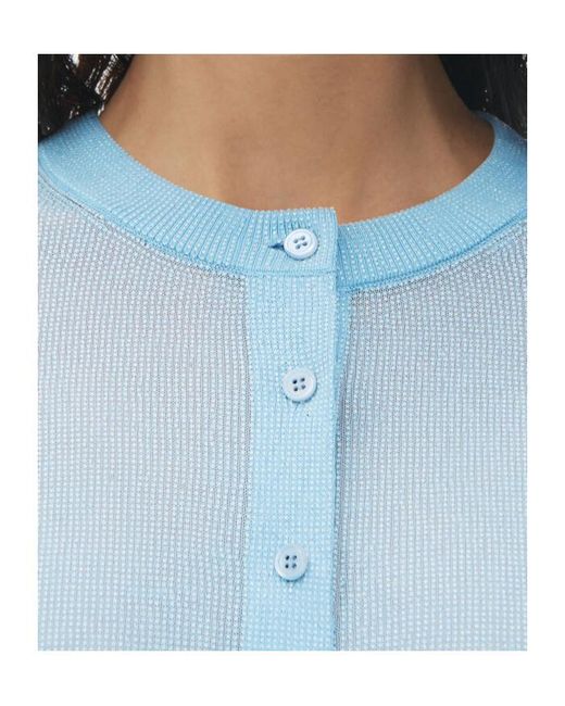 Alexander Wang Blue Crystal Heat-Set Trim Cardigan