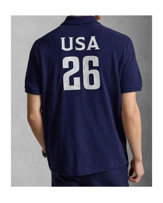 Polo Ralph Lauren Blue Usa Crest Polo Shirt for men