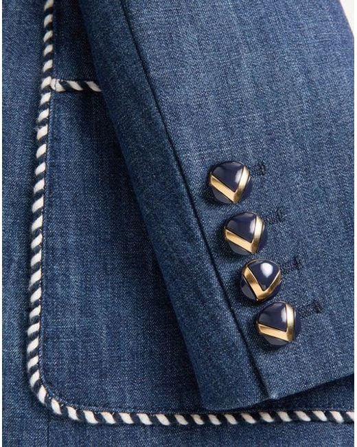 Valentino Blue Double-Breasted Denim Jacket