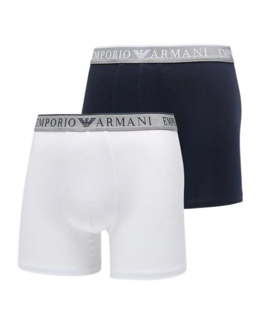 Emporio Armani Blue Logo-Waistband Boxers (Set Of Two) for men