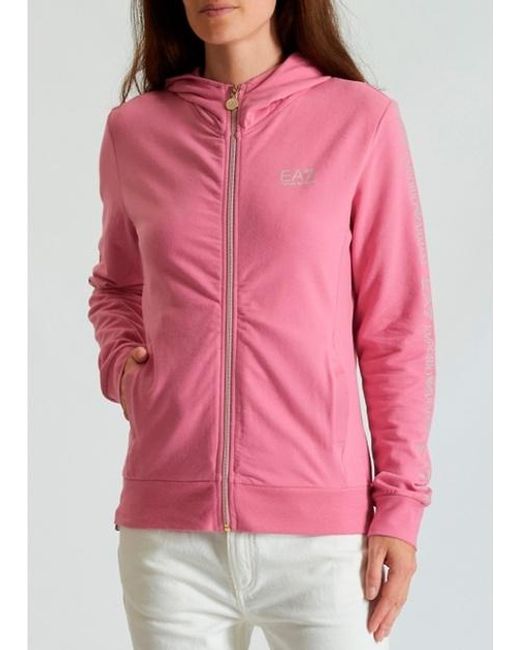 EA7 Pink Logo Hooded Sweater