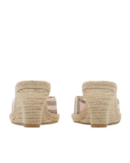 Burberry White Check Mews Espadrille Mules