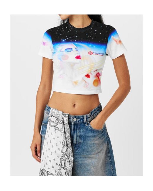 Casablanca Blue Printed Crew Neck T-Shirt