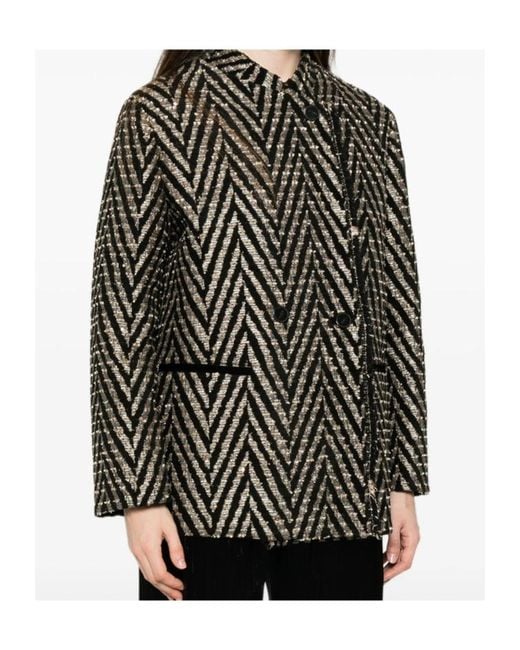 Forte_forte Gray Herringbone Knit Jacket With Fringe