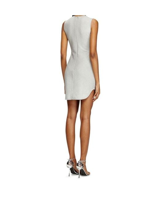 DIESEL White D-Yasmi Distressed Fringed Neckline Mini Dress