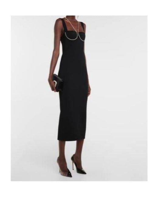 Galvan Black Celeste Embellished Knit Midi Dress