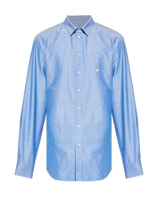 Moschino Blue Goose Embroidered Shirt for men