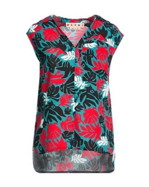 Marni Green V-Neck Printed Top