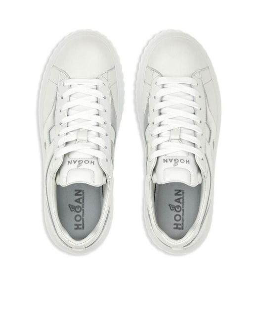 Hogan White H-Stripe Round Toe Sneakers