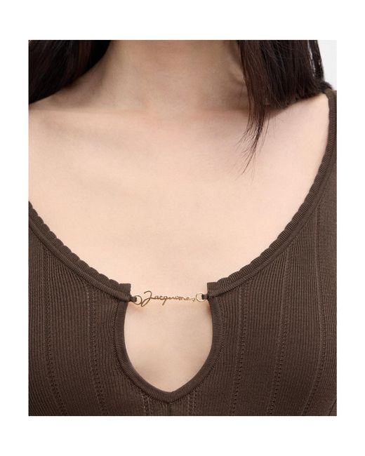 Jacquemus Brown Logo Plaque Long Sleeved Top