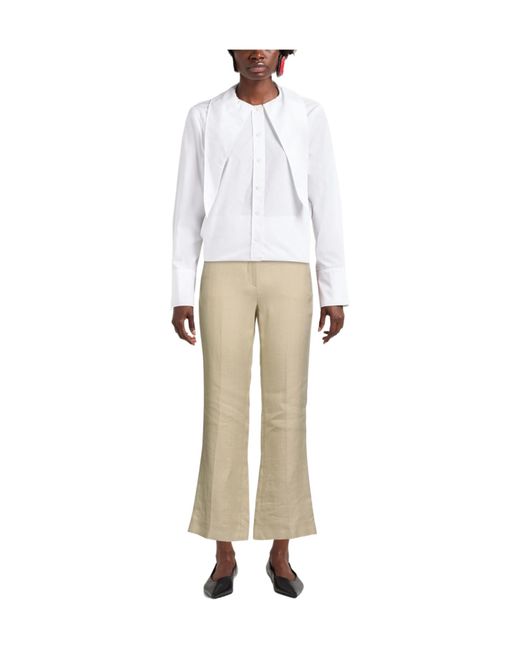 Weekend by Maxmara Natural Solid Color Versatile Minimalist Flared Casual Trousers