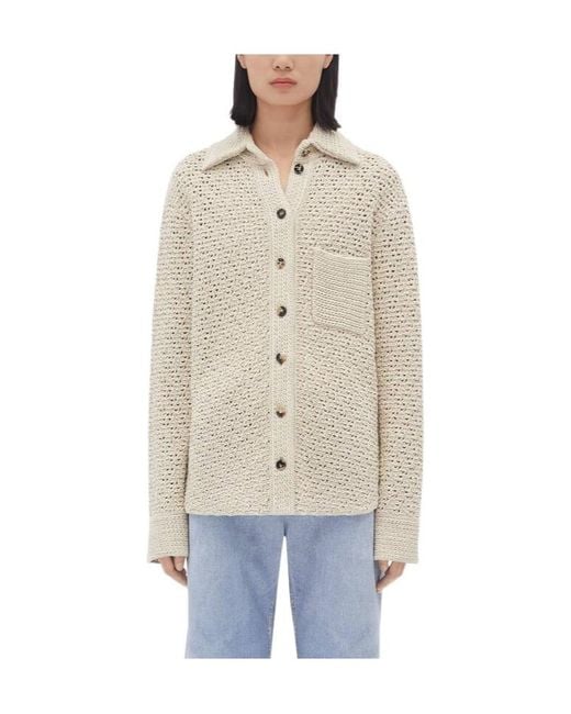 Bottega Veneta White Crochet Knitted Shirt