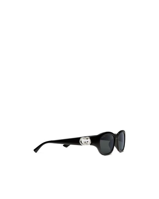 Gucci Black Low Nose Bridge Fit Rectangular Sunglasses
