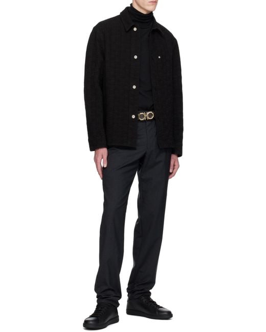 Ferragamo Black Ferragamo Double Gancini Lace-Up Sneakers for men
