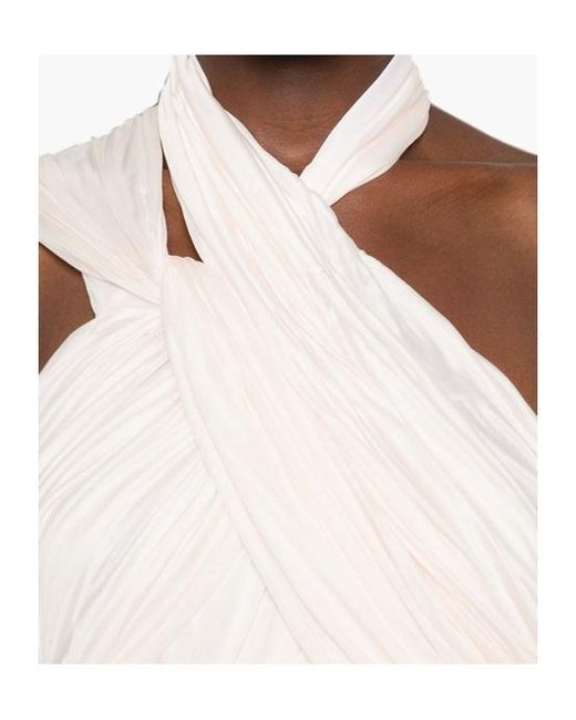 Balmain White Draped Asymmetric-Hem Mini Dress