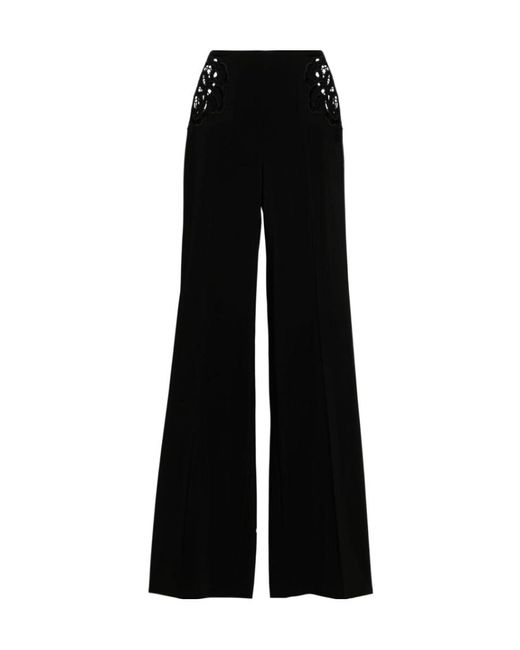 Stella McCartney Black Broderie-Anglaise Wide-Leg Tailored Trousers