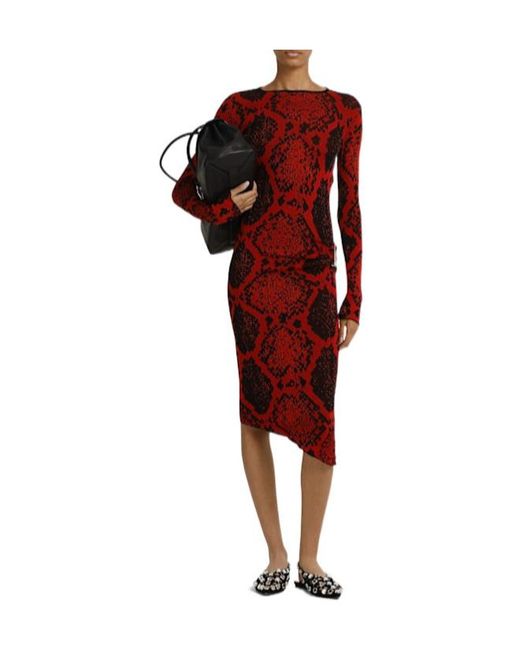 The Attico Red Python Printed Viscose Blend Midi Dress