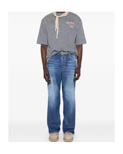 DSquared² Blue Summer Lovers Medium Wash Loose Jeans for men