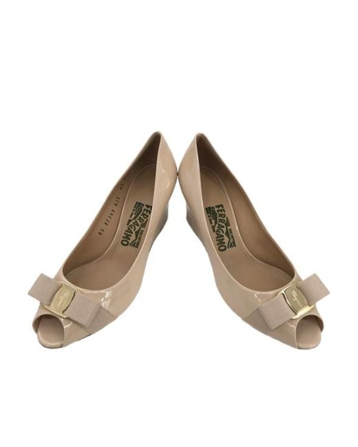 Ferragamo Metallic Logo Open-Toed Heels