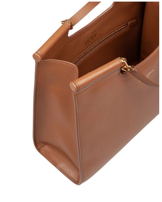 Dolce & Gabbana Brown Small Sicily Shopper Bag