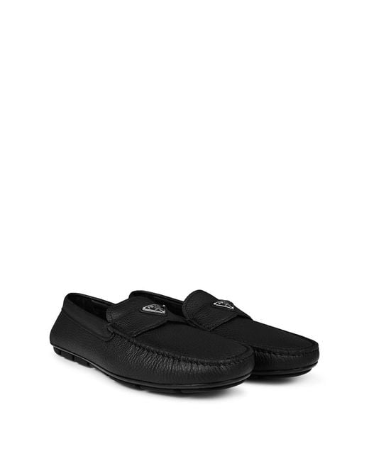 Prada Black Leather Drive Loafers for men