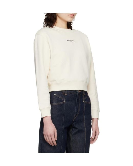 Maison Kitsuné White Maison Kitsuné Logo Crewneck Sweatshirt