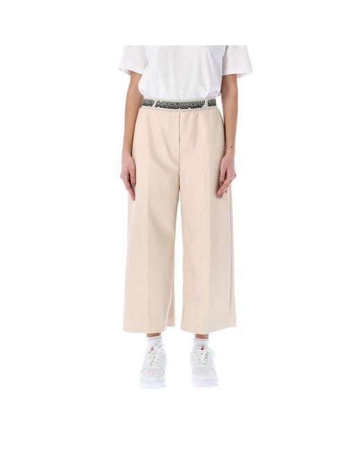 Stella McCartney White Logo Waistband Cropped Trousers