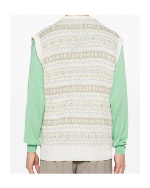 Kiton White V-Neck Knitted Vest for men