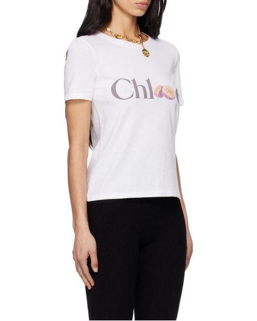 Chloé White Chloé Logo Printed Crewneck T-Shirt