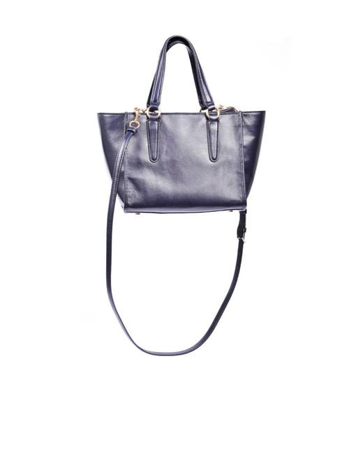 COACH Blue Logo Zipper Satchel