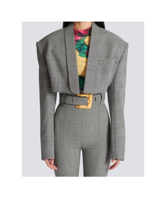 Balmain Gray Cropped Jacket