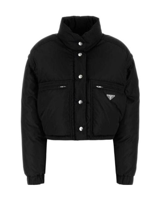 Prada Black Triangle-Logo Button-Up Jacket
