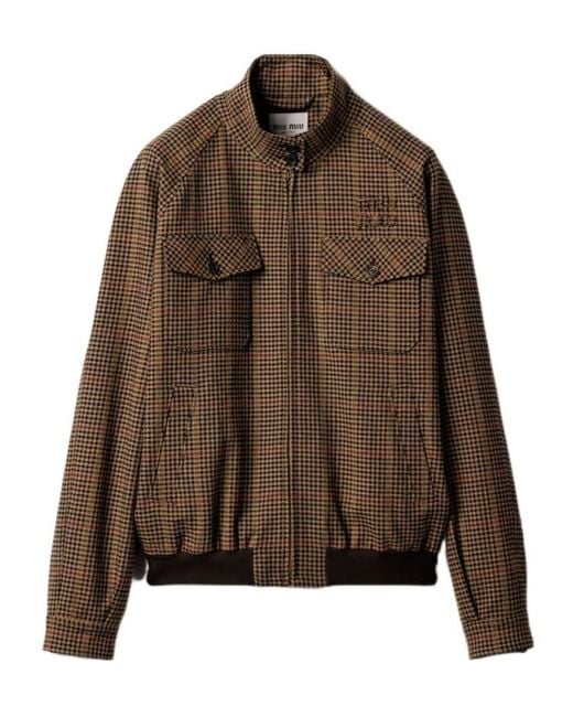 Miu Miu Brown Virgin Wool Houndstooth Jacket