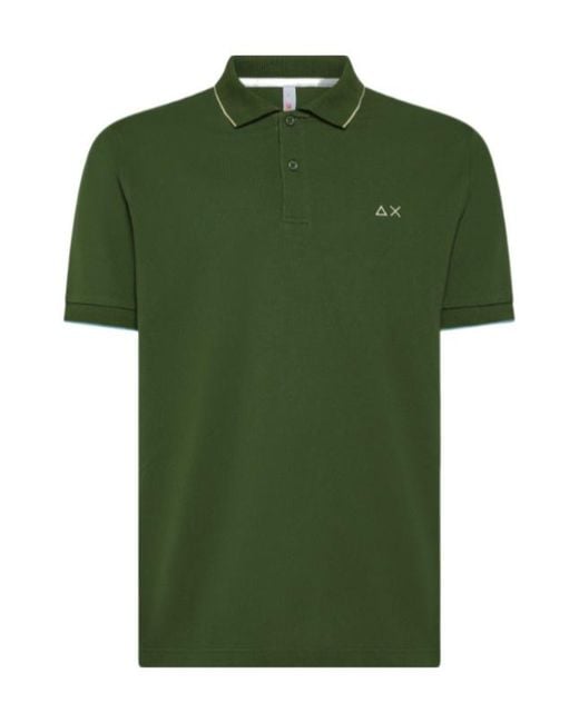 Sun 68 Green Tipped Collar Polo Shirt for men