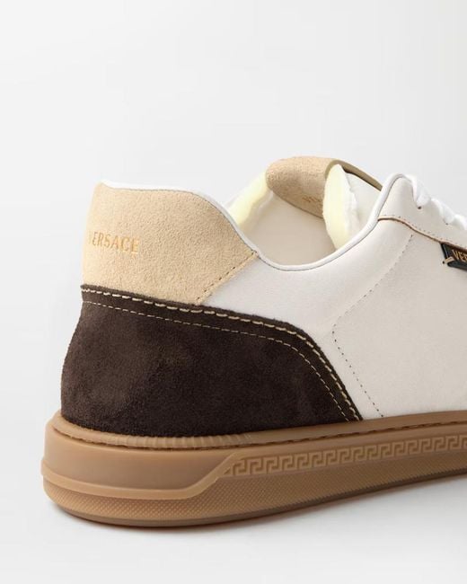 Versace White Greca Court Sneakers for men