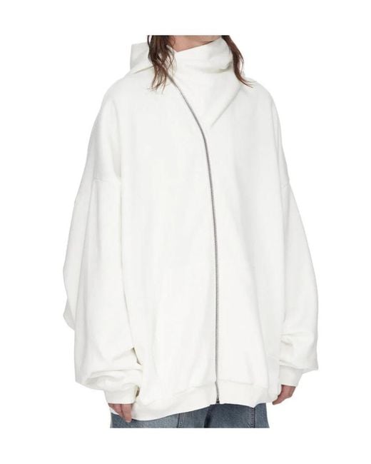 Rick Owens White Mountain Hun Asymmetric-Zip Hoodie for men