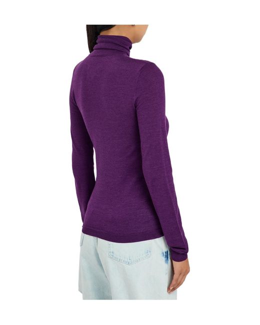 Maison Margiela Purple Roll-Neck Wool And Silk-Blend Top