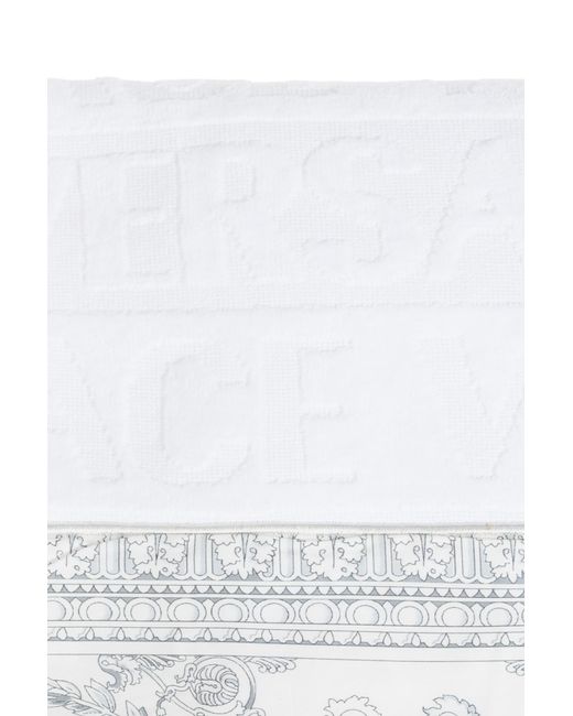 Versace White Pattern Bath Towel for men