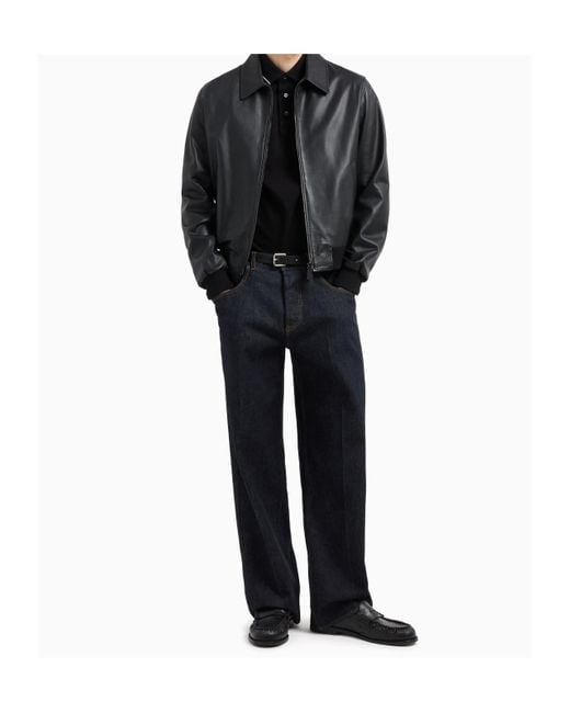 Emporio Armani Black Logo-Embroidered Polo Shirt for men