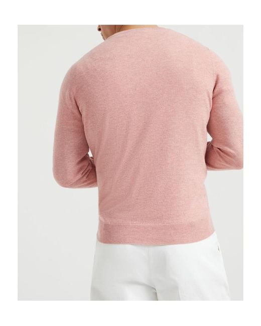 Brunello Cucinelli Pink Crewneck Knitted Jumper for men