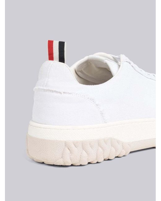 Thom Browne White Frayed Edge Low-Top Sneakers for men