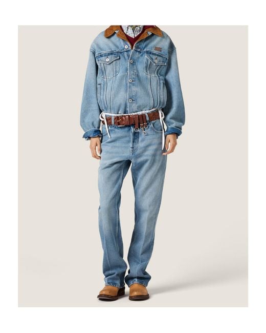 Miu Miu Blue Denim And Suede Jacket