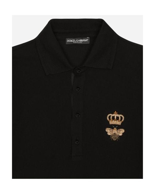 Dolce & Gabbana Black Embroidery Piquet Polo for men