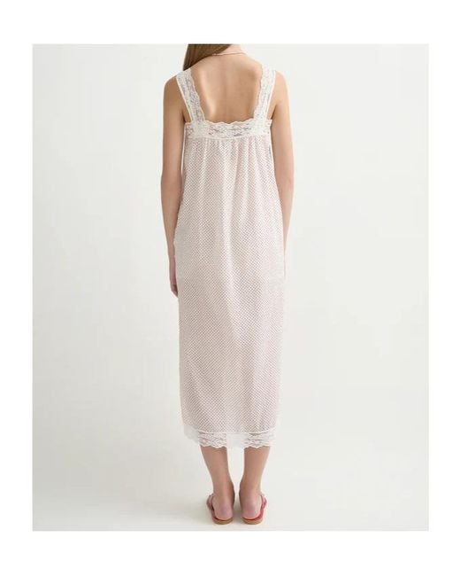 Posse White Marlowe Polka-Dot Lace-Trim Midi Dress