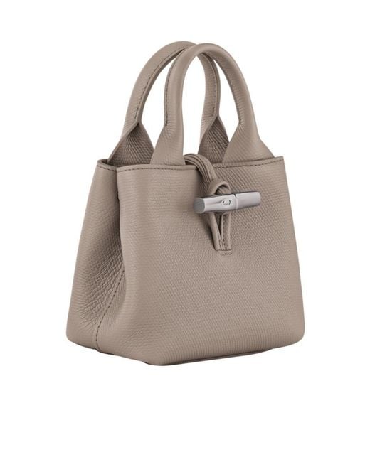 Longchamp Gray Le Roseau Xs Top Handle Bag