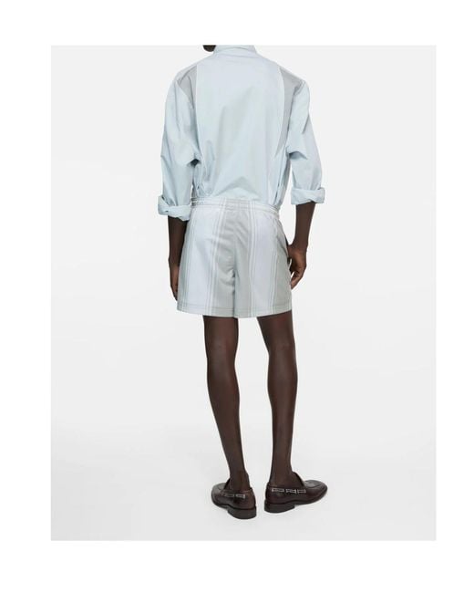 Acne White Striped Logo Shorts for men