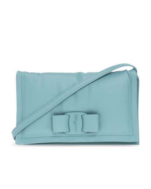 Ferragamo Blue Logo Flip Shoulder Bag