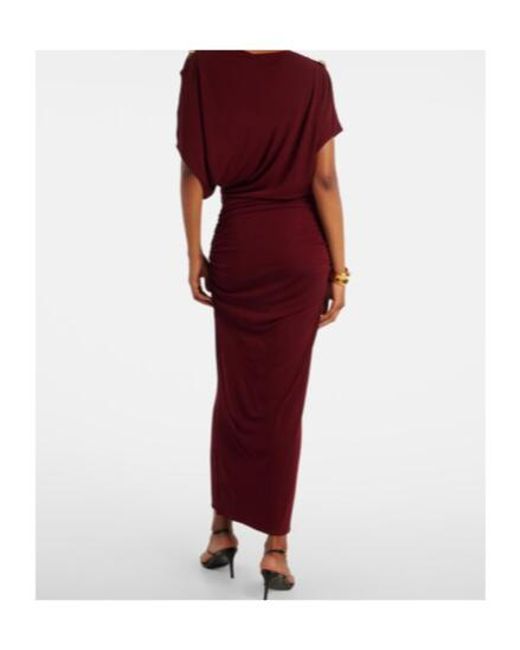 Altuzarra Red Brina Embellished Draped Jersey Gown