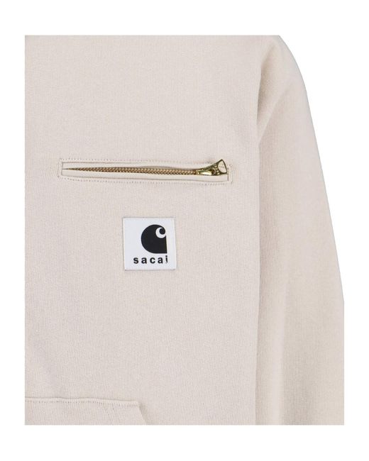 Sacai White X Carhartt Wip Jersey Hoodie for men