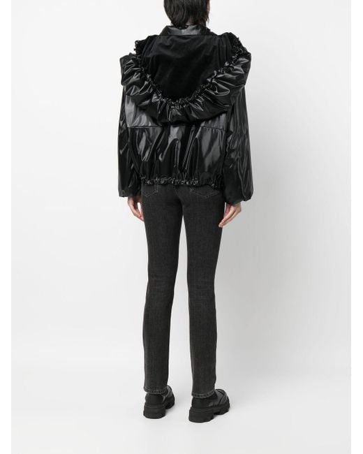 Emporio Armani Black Boxy Faux-Leather Jacket